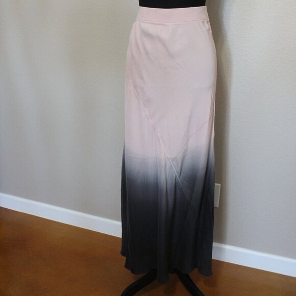 ATM Anthony Thomas Melillo Dip Dye Silk Charmeuse Maxi Skirt Rose Black Size Med - Picture 1 of 9